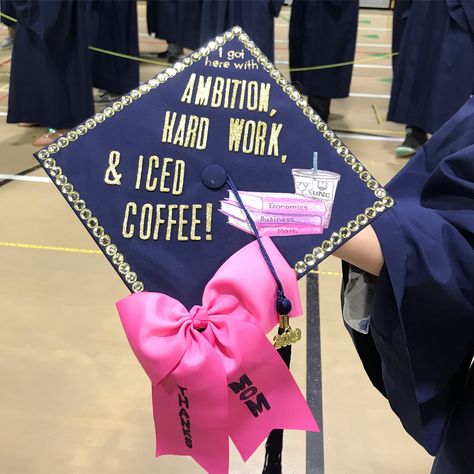 Coffee Graduation Cap, Graduation Cap Designs Public Health, Grad Cap Ideas Kinesiology, Health Administration Graduation Cap, College Graduation Cap Ideas Accounting, Critical Care Nurse Graduation Cap, Medical Administrative Assistant, Graduation Ceremony Outfit, High School Graduation Cap