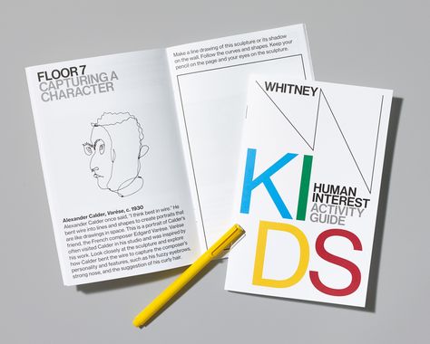 Museum Activities For Kids, Museum Kids Activities, Museum Branding, Human Interest, Book Editorial, Booklet Design, Whitney Museum, Design Department, Kids Activity