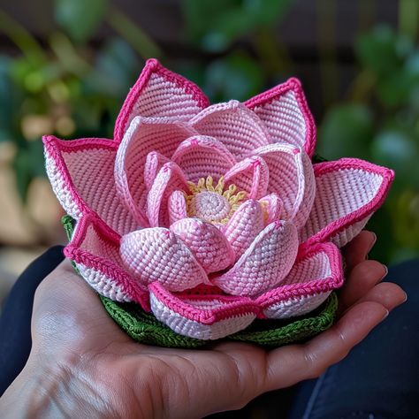 Easy Crochet Lotus Flower: A Beginner-Friendly Project Crochet Lotus Flower, Flower Knit, Toy Crochet, Crochet Doily Patterns, Unique Dolls, Dress Up Dolls, Princess Dolls, Crochet Flower Patterns, Doily Patterns