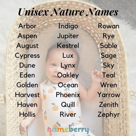 Feminine Nonbinary Names, Gender Nutella Names, Genderless Names, The Naturals, Names Nature, Neutral Baby Names, Gender Neutral Baby Names, Nature Names, Gender Neutral Names