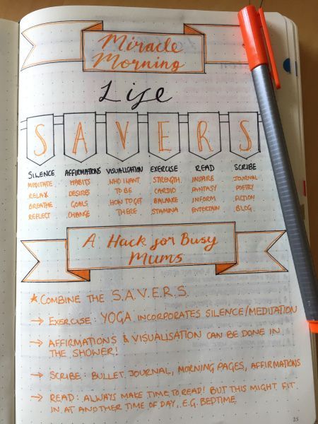 bujo bullet journal Miracle Morning Hack Morning Miracle, Routine Board, Meditation Station, Morning Tips, Miracle Morning Routine, Morning Hacks, Better Organization, Bullet Journal Key, Goal Journal