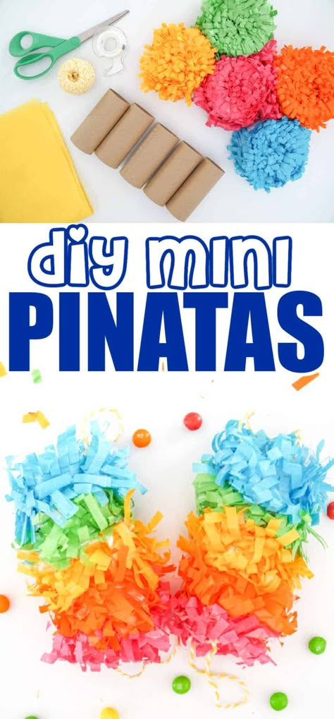 Kids Birthday Party Crafts, Homemade Pinata, Mexico Crafts, Rainbow Pinata, Pinata Diy, Mexican Birthday Parties, May Crafts, Kids Party Crafts, Mini Pinatas