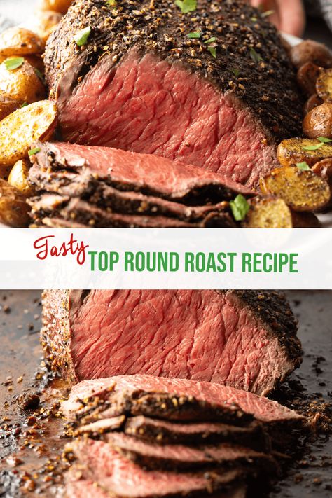 Best Top Round Roast -  This delicious (and economical!) beef dish is ideal to serve at family dinners and gatherings. Sometimes known as London broil, in our easy recipe we coat the roast with a simple combo of flavorful spices before cooking low and slow to melt-in-your-mouth tender perfection. | A Spicy Perspective Best Top Round Roast Recipe, Roast Beef Recipes Oven, Round Roast Recipe, Top Round Roast Recipe, Top Round Roast Beef, Top Round Roast, Eye Round Roast, Christmas Main Dishes, Standing Rib Roast