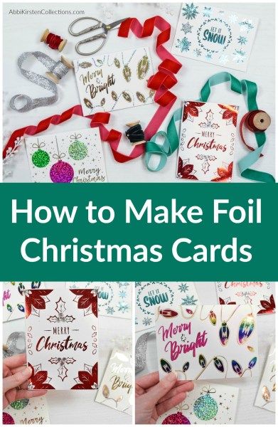 How to make foil christmas cards Free Card Svg, Christmas Paper Crafts For Kids, Foil Christmas Cards, Christmas Card Tutorials, Cardstock Crafts, Deco Foil, Christmas Stockings Diy, Merry Bright Christmas, Cricut Christmas