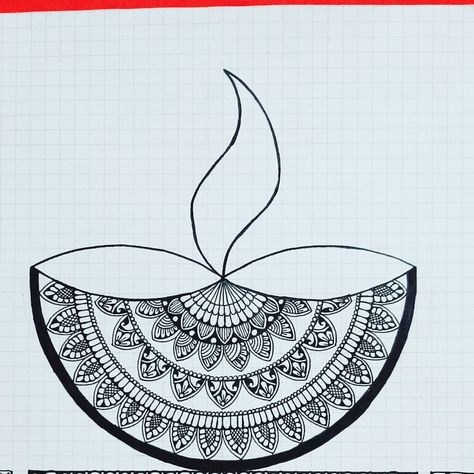 Diwali Mandala Art Drawing Easy, Diwali Zentangle Art, Mandala For Diwali, Diwali Mandala Art Drawing, Diwali Sketches, Diwali Doodle Art, Diwali Drawing Painting, Diya Mandala Art, Diwali Doodle