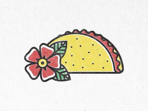 Taco Tattoo, Taco Tattoos, Taco Drawing, Belle Tattoo, Mexico Tattoo, Food Tattoos, Traditional Tattoo Design, Crown Tattoo, Problem Solver