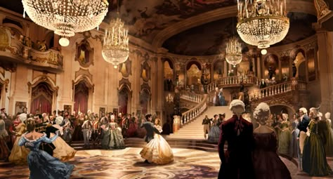 palace ballroom Fantasy Ballroom, Castle Ballroom, Ballroom Aesthetic, Palace Ballroom, Cinderella 2015, Ball Aesthetic, Castle Aesthetic, Royalty Aesthetic, Royal Aesthetic