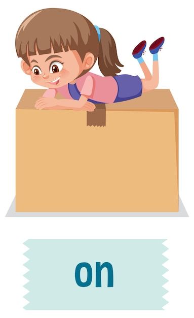 Preposition of place with cartoon girl a... | Premium Vector #Freepik #vector #english-kids #girl-clipart #primary #kids-clipart Preposition Pictures, Preposition Of Place, Verbs For Kids, Alphabet Wall Cards, Preposition Activities, Jolly Phonics Activities, Teacher Cartoon, Action Pictures, Reading Comprehension Lessons