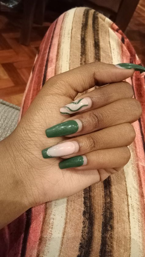 Coffin nails Medium length Coffin Nails Medium Length, Jungle Green Nails, Coffin Nails Medium, Nails Medium Length, Nails Medium, Jungle Green, Green Nails, Coffin Nails, Medium Length