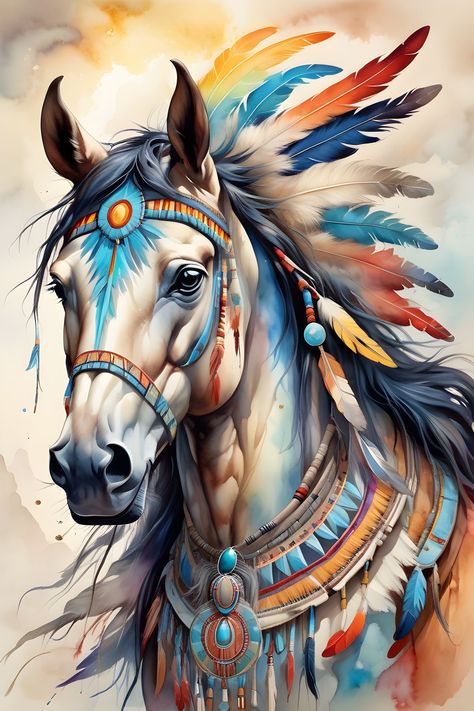 Native Horse Tattoo, Horse Decoupage, Eminem Drawing, Native Horse, American Drawing, Native American Drawing, Horse Tattoo Design, Indian Horses, Fantasy Wallpapers