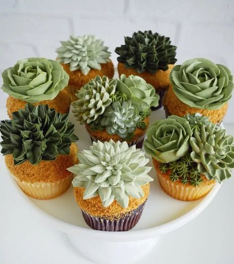 Deco Cupcake, Succulent Cupcakes, Succulent Cake, Cactus Cake, Dessert Party, Themed Wedding Cakes, Succulent Wedding, Savoury Cake, Creative Cakes