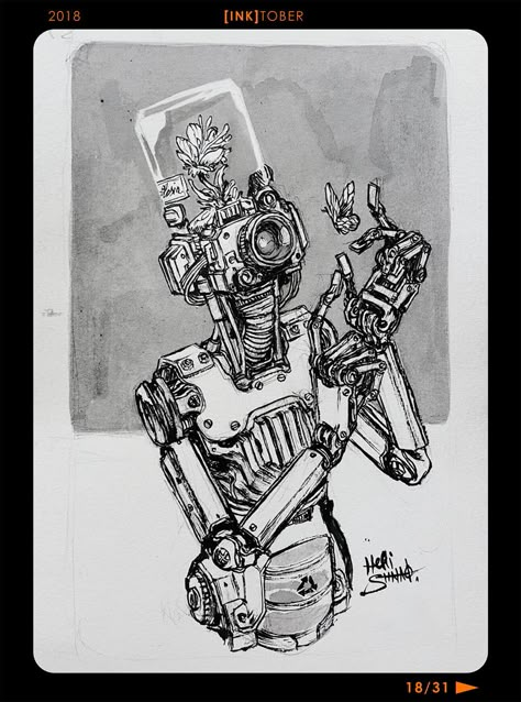 Dystopian Art Illustrations, Dystopian Sketch, Robot Drawing Sketches, Robot Drawing Ideas, Robots Art Drawing, Cyberpunk Sketch, Robot Drawings, Steampunk Drawing, Robot Drawing