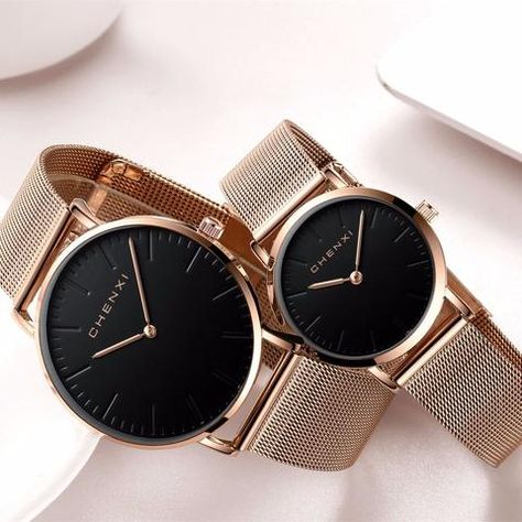 CHENXI Rose Gold Watch Women Quartz Wristwatches Luxury Brand Couple Watches Mesh Belt Bracelet Waterproof Clock Men reloj mujer Couple Watches Set, Gold Watch Women, Gucci Watch Women, Stylish Watches For Girls, Cheap Watches For Men, Trendy Watches, Fancy Watches, Cute Watches, Rose Gold Watches Women