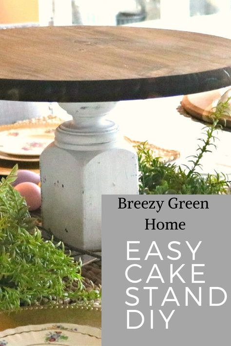 Create this easy wooden cake plate DIY made with materials that you can find at your local hardware store. Cake Stand Diy, Wooden Cake Plate, Cake Plates Diy, Wooden Cake Stand, Diy Farmhouse Ideas, Cake Stand Decor, Diy Cake Stand, Wooden Cake Stands, New England Home