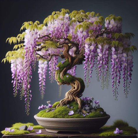 Wisteria Bonsai Tree, Wisteria Bonsai, Garden Bonsai Tree, Bonsai Nursery, Small Japanese Garden, Bonsai Wire, Japanese Garden Landscape, Bonsai Tree Types, Asian Landscape