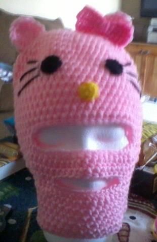 hello kitty full face mask hat Hello Kitty Balaclava, Hello Kitty Ski Mask, Hello Kitty Crochet Hat, Hello Kitty Hat, Hello Kitty Mask, Hello Kitty Crochet, Knitting Basics, Crochet Kids Hats, Crazy Hats