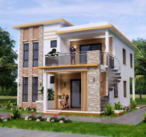 Cute 3 Bedroom House Plans, Houses For Narrow Lots, Spanish Style Homes Floor Plans, 3bedroom House Plan, Modern Home Facade, Terrace Roof, Small House Exteriors, Single Floor House Design, Small Modern House Plans