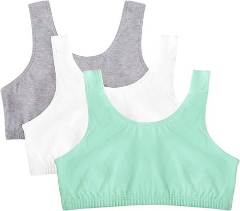 When it comes to sports or working out, you need the support offered by these tank-style Fruit of the Loom sport bras. They are constructed of a comfortable, two-ply cotton lycra spandex. Available as a 3-pack, these Fruit of the Loom style 9012 bras create a smooth appearance under your clothes and come in various sizes and colors. Sports Bra Fashion, Wide Strap Bra, Cotton Sports Bra, Sport Bras, Bra Tank, Cotton Pullover, Bra Styles, Everyday Wardrobe, Fashion Colours