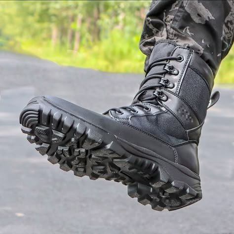 Military Boots Soldier Boots, Apocalypse Fashion, Black Military Boots, Military Shoes, Army Gears, Military Combat Boots, Rugged Boots, Tac Gear, Dr Shoes