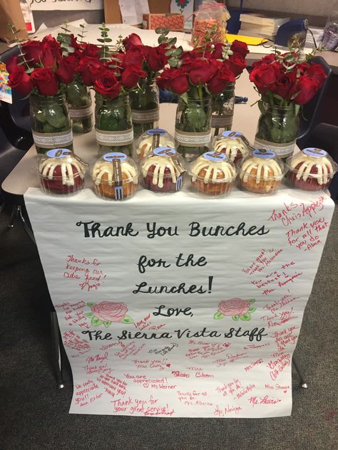 Lunch For Teachers Appreciation, Food Service Appreciation Week Gift Ideas, Lunch Hero Appreciation Day Gifts, Employee Appreciation Week Ideas Fun Gifts, Lunch Lady Appreciation Gifts, School Lunch Appreciation Day, Employee Lunch Ideas, School Lunch Hero Day Gift Ideas, Lunch Ladies Appreciation