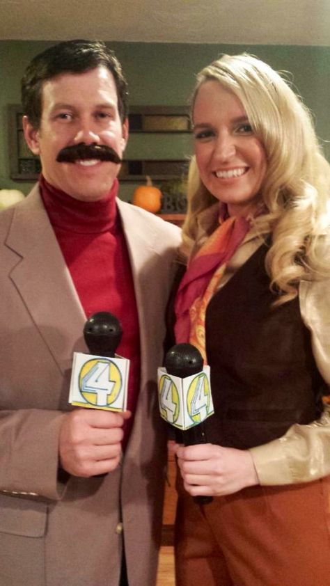 Halloween costume for couple made at home! Ron Burgandy and Victoria Corningstone from Anchorman. Anchorman Couples Costume, Halloween Costume For Couples, Costume For Couples, Costume Couples, Couples Costume, Anchorman, Halloween Costumes For Couples, Halloween 2017, Couple Halloween Costumes