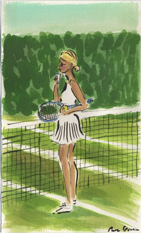 Paige Smith, Tennis Posters, Tennis Art, Arches Watercolor Paper, India Ink, Summer Love, Keep Cool, Girly Art, Funky Art