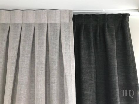 ✨ Inverted box pleat heading paired with a knife pleat backing || Classy, simple, beautiful ✨ . . . . . . #tailoredhq #curtains #blinds #sheer #accessories #flowers #marble #accessories #lighting #drapes #interiordesign #interior #newcastle #interiordesigners #interiordecor #customblinds #tailored #customcurtains #customfurniture #custom #interiors Inverted Pleat Curtains, Box Pleat Curtains, Track Curtains, Curtain Box, Inverted Box Pleat, Marble Accessories, Knife Pleat, Custom Blinds, Grey Curtains