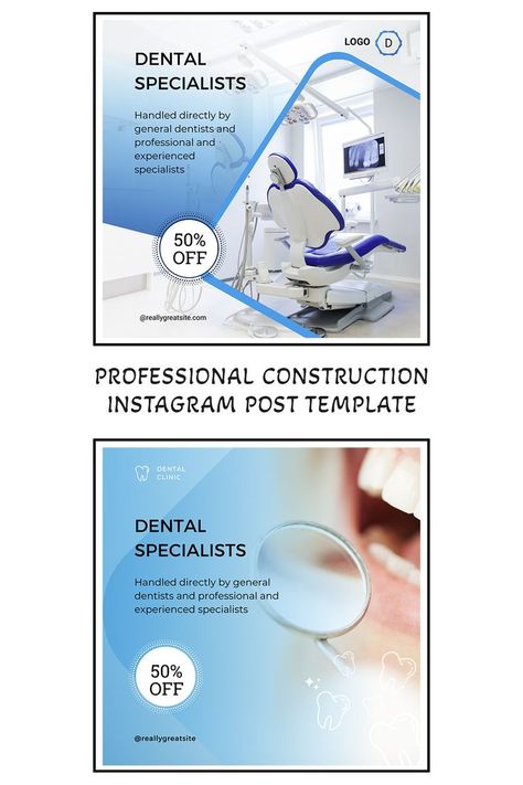 Dental clinic instagram post template. Canva template, editable with canva White Dental Clinic, Blue Gradient, Dental Clinic, Instagram Post Template, Post Templates, Canva Template, Medical, Blue And White, Instagram Post