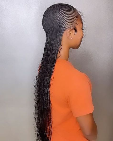 The Braid Gawd on Instagram: "Small Straight Backs With Boho Ends 🔥🔥🔥 To Book This Look Visit Www.TheGawdestHairCo.Com #SmallStraightBacksWithBohoEnds #TheBraidGawd #TheRawest #StylesOfPrettyLips #HairByAsh #BlessedHands #TheBraidGuru #NiceAndBeat #Gawdgeous #MiamiBraider" Straight Back With Curls At The End, Straight Back Hairstyles 2024, Straight Back Boho Cornrows, Boho Straight Backs Braids, Straight Back Boho Braids, Small Straight Back Braids, Straight Back With Curls, Boho Straight Backs, Straight Back Braids With Curls