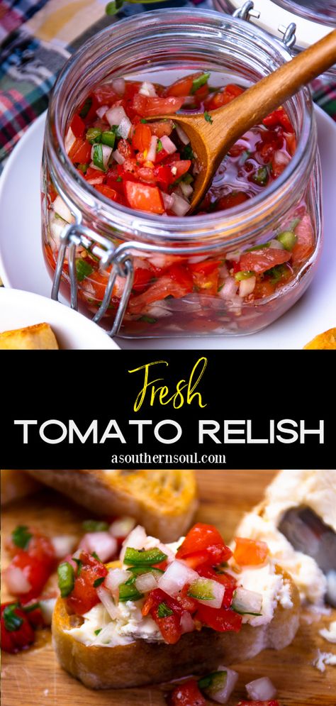 Crunchy Bread, Fresh Tomato Recipes, Salsa Fresca, Savory Foods, Tomato Relish, Relish Recipes, Onion Relish, Comfort Food Southern, Indian Bread