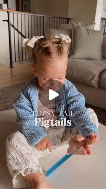 Camilla Thurman on Instagram: "More hairstyles on my *almost* two year old 🥹✨🩵  Comment HAIR and I will send you a DM to shop   #toddlerhair #toddlerhairstyles #toddlerhairideas #toddlerhairstyle #cutehair #cutehairstyles #topsytail #topsytails #topsytailpigtails #pigtails #pigtail #pigtailbows #girlshair #girlshairstyles #babyhair #babyhairstyles #bows" Infant Hair Styles, One Year Old Hairstyles Girl, One Year Old Girl Hairstyles, Small Pigtails On Top Of Head, Toddler Pigtails Hairstyles, Pig Tails Hairstyles Kids, One Year Old Hairstyles, Short Toddler Hairstyles, Baby Hairstyles Short Hair