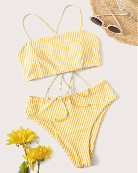 Swimsuit Inspo, Swimsuit Shein, Yellow Swimsuits, Cute Bathing Suits, Cute Swimsuits, Cute Bikinis, Swimwear Cover Ups, Beachwear For Women, Swimwear Cover