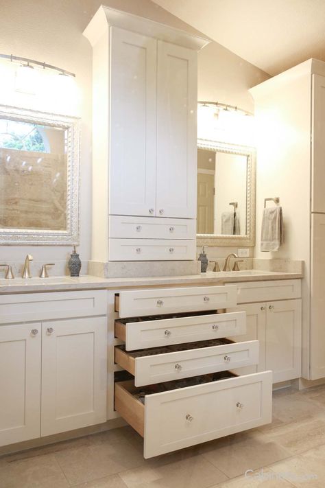 Cabinet Layout, Discount Cabinets, Tall Kitchen Cabinets, Bathroom Cabinets Designs, Master Bath Vanity, Order Kitchen, New House Bathroom, Built In Cabinet, Kitchen Cabinet Styles