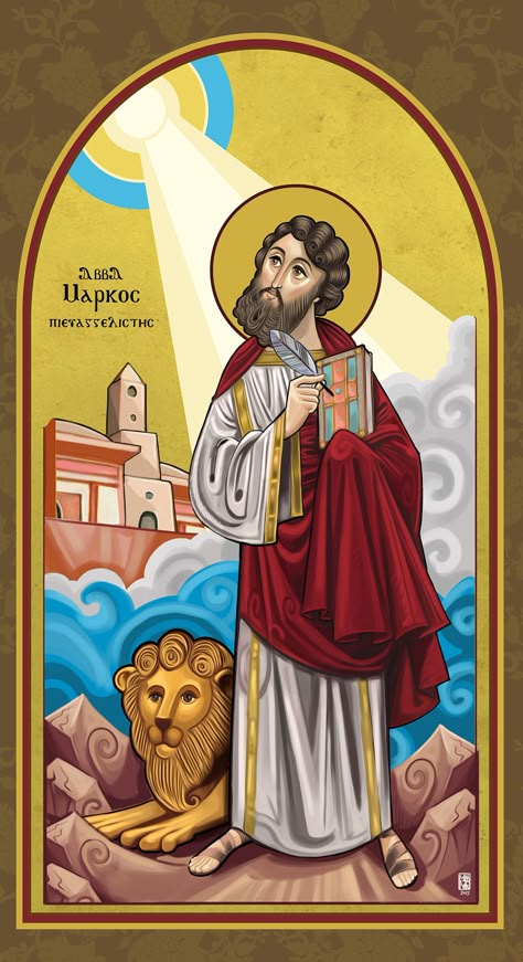 St. Mark the EvangelistDigital paintingNew Coptic Style St Mark Coptic Icon, St Mark The Evangelist, Mark The Evangelist, Egyptian Drawings, Coptic Art, Coptic Icons, Church Icon, Eastern Orthodox Church, Saint Mark