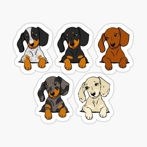 Dachshund Cream, Dachshund Sticker, Dachshund Party, Cute Dog Stickers, Dogs Stickers, Arte Dachshund, Tatoo Dog, Dachshund Cartoon, Puppy Room