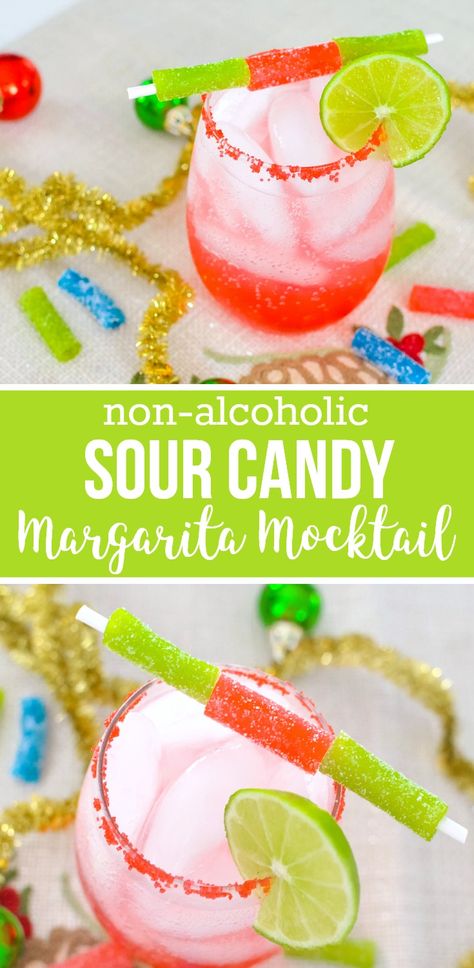 Sour Candy Margarita Mocktail Recipe - An easy non-alcoholic beverage for the holidays (and beyond!) #punchup #ad Sour Candy Recipe, Margarita Mocktail Recipe, Mocktails Recipes, Non Alcoholic Margarita, Margarita Mocktail, Best Mocktails, Sour Drink, Season Recipes, Mocktail Drinks