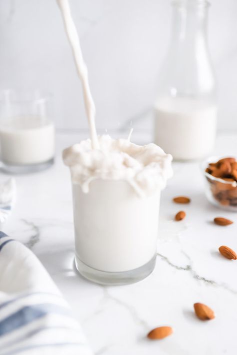 Milk Photoshoot, Milk Photography Food Styling, Dairy Products Photography, Almond Milk Recipes Homemade, Make Your Own Almond Milk, Almond Cow Oat Milk, Milk Photography, Silk Almond Milk, Homemade Nut Milk