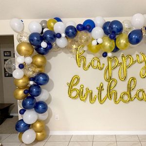 Ships within 24 Hours or Less! Buy This Product Form Our Website For Your Amazing Party! Kolavia 60PCS Navy Blue and Gold Confetti Balloons, Premium 12inch Pearl White and Gold Metallic Chrome Birthday Party Balloons, Balloons Bulk for Bridal Shower, Graduation Party Decoration Shop at... Blue White And Gold Birthday Theme, Dark Blue And Gold Birthday Theme, White Blue And Gold Balloon Arch, Gold And Navy Birthday Decor, Blue And Golden Birthday Decoration, Chrome Birthday, Birthday Party Balloons, Rugby Games, Navy Blue And Gold