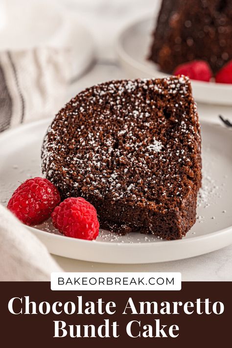 This Chocolate Amaretto Bundt Cake is moist, chocolatey, and full of irresistible almond flavor. It’s also an easy Bundt cake—no glaze or frosting! Amaretto Bundt Cake, Easy Bundt Cake Recipes, Chocolate Olive Oil Cake, Easy Bundt Cake, Chocolate Bundt Cake, Oil Cake, Leftover Cake, Olive Oil Cake, Almond Flavor