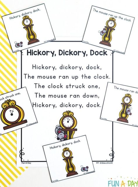 Hickory Dickory Dock Craft Preschool, Hickory Dickory Dock Craft, Craft Preschool, Hickory Dickory Dock, Hickory Dickory, Sequencing Cards, Classic Nursery Rhymes, Word Recognition, Counting Activities