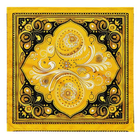 Yellow Bandana, Bandanas Men, Dark Yellow, Swirl Pattern, Bohemian Chic, Head Scarf, Small Pets, Vintage Charms, Swirl