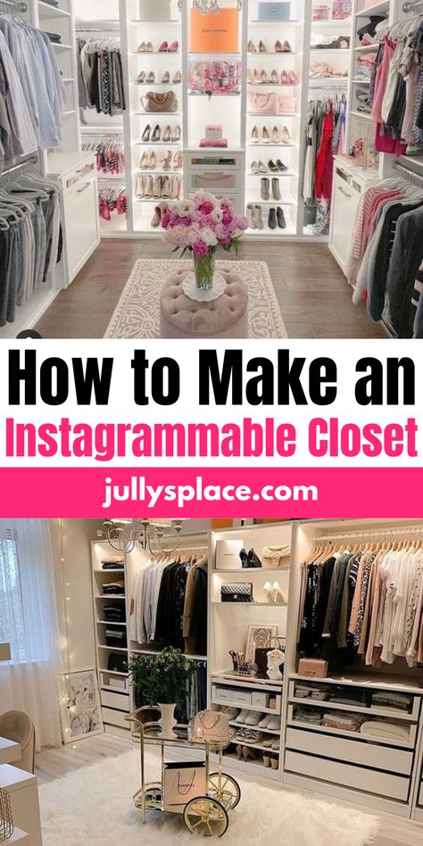 Instagrammable Closet Room Turned To Closet, Bedroom Transformed To Closet, Open Closet With Mirror, How To Make More Room In Your Closet, Diy Bedroom To Closet Ideas, How To Turn A Spare Bedroom Into A Closet, How To Decorate A Walk In Closet, Make A Bedroom Into A Closet, Boutique Dressing Room Ideas Diy