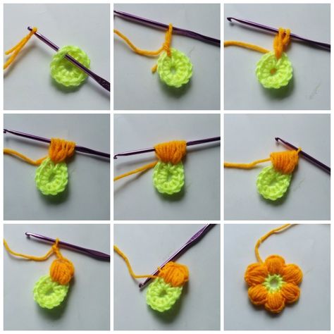 Crochet Chains, Pola Macrame, Crochet Puff Flower, Crochet Blanket Pattern Easy, Crochet Daisy, Crochet Stitches For Beginners, Crochet Flower Tutorial, Crochet Diy, Crochet Rose