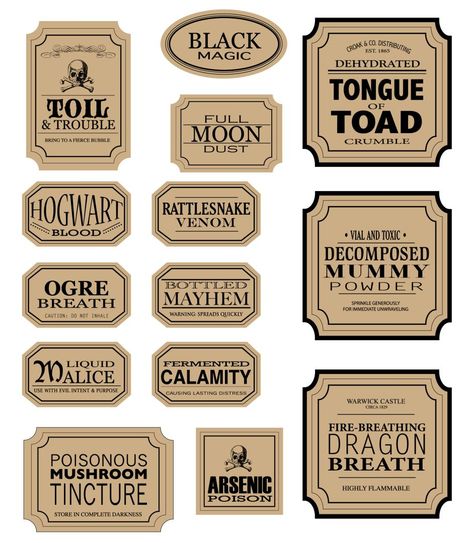 Printable Halloween Apothecary Labels Halloween Apothecary Labels Free, Free Apothecary Labels Halloween Potions, Mini Labels Free Printable, Halloween Potion Labels Printables, Halloween Labels For Bottles, Apothecary Printables Free, Apothecary Bottle Labels, Vintage Apothecary Labels Free Printable, Halloween Potion Bottles Free Printables