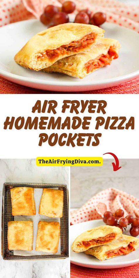 Air Fryer Homemade Pizza Pockets Refrigerator Dough, Homemade Pizza Pockets, Pizza Pocket, Air Fryer Pizza, Pizza Pockets, Air Fry Recipes, Fry Recipes, Making Homemade Pizza, Crescent Dough