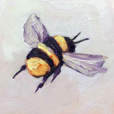 This is an oil painting by Julia Claire, a Los Angeles based artist. It is a bee flying with a white background. Doodles For School, Bee Paintings, Artbook Design, Cozy Living Room Decor Ideas, Bee Artwork, Cozy Living Room Decor, Watercolor Portrait Painting, Bee Painting, Bug Art