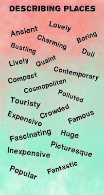 My favourite place Adjective To Describe Place, Adjectives To Describe A Place, Describing Places Writing, Describing Places Vocabulary, Writing Tips Describing Places, How To Describe A Place In Writing, Adjectives To Describe Places, Writing Binder, Autobiography Writing