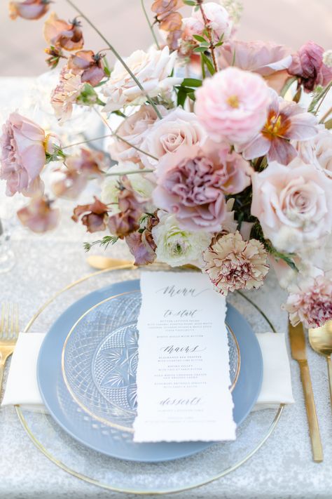 Blue Spring Wedding, Mauve Wedding Colors, Powder Blue Wedding, Pasadena Wedding, Blue And Blush Wedding, Dusty Pink Weddings, Maxwell House, Wedding Color Combos, Mauve Wedding