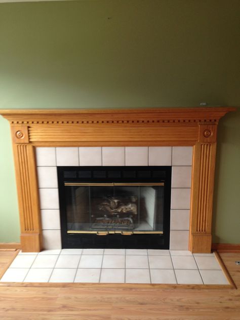 DIY – Fireplace Update Mantle Update Diy, Black Fireplace Mantel, Fireplace Mantel Makeover, Paint Fireplace Tile, Painted Fireplace Mantels, Mantle Makeover, Diy Fireplace Mantle, Fireplace Redo, Diy Fireplace Makeover