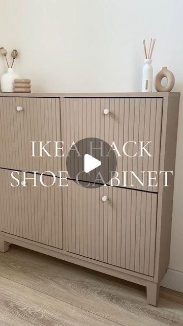 Chic & Sleek on Instagram: "IKEA HACK || DIY Shoe Cabinet 🤍☁️ The perfect blend of style and function! 
#DIY #diyproject #diyprojects #ikea #ikeahack #ikeacloset #dreamcloset #ikeapax #ikeapaxwardrobe #diycloset #hometakestime #minimalarchive #inspiremeneutral #makemyhome #apartmenttherapy #minimalhouse #decorinspo #homebeautiful" Ikea Shoe Storage Makeover, Ikea Hack Stall Shoe Storage, Ikea Brusali Shoe Cabinet Hack, Ikea Shoes Hack, Trones Ikea Hack Entryway, Ikea Bissa Shoe Cabinet Hack, Ikea Hack Shoe Storage, Ikea Shoe Storage Entryway, Bissa Shoe Cabinet Hack